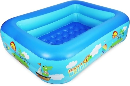 Jiosdo Paddling Pool for Kids, 110cm Rectangle Swimming Pool for Kids, Inflatable Baby Paddling Pool, Large Paddling Pool 2-Ring with Soft Inflatable Floor for Garden Backyard Outdoor for Children