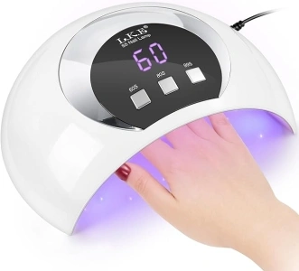 UV LED Nail Lamp, LKE 54W Nail Dryer Gel Nail Curing Lamp UV Light for Gel Nails with 3 Timers LCD Display Smart Sensor USB Plug for Fingernail Toenail (White)