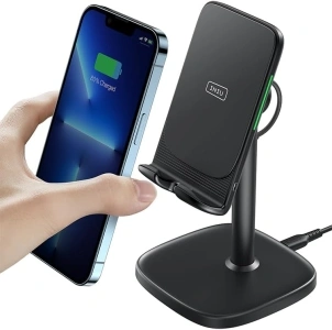 INIU Ergonomic Wireless Charger Stand with Adjustable Viewing Angles, 15W Fast Charging Dock Qi-Certified Phone Charger for Pixel 7a 6 Samsung Galaxy S24 S21 S10 iPhone 15 14 13 12 11 Pro/SE LG.