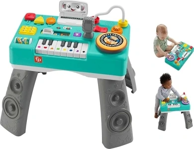 Fisher-Price Baby & Toddler Activity Table, Laugh & Learn Mix & Learn DJ Table, Musical Learning Toy with Lights & Sounds, UK English Version, HTK83