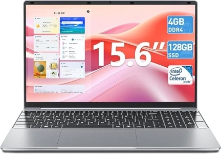 Naclud 15.6 Inch Laptop 4GB DDR4 128GB SSD, N4000 Celeron Processor(Up to 2.6GHz), 2xUSB 3.2, Dual Band WiFi, Bluetooth 4.2, HD 1366 * 768 IPS Notebook Ships with Keyboard Film in 8 Languages