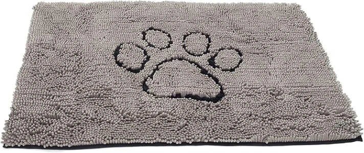 Dog Gone Smart Dirty Dog Microfiber Doormat, Super Absorbent Machine Washable with Non-Slip Backing, Medium, Grey