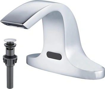 Gangang Automatic Bathroom Tap with Infrared Sensor Hands-Free Chrome Cold and Hot Water (Water Saving Technology, Battery Powered