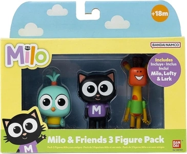 Milo Toy Figures for Toddlers - 14cm Milo, Lark and Lofty Kids' Play Action Figures from the Milo Animated Series In Everyday Outfits | Cute Collectable Small Figures Toys for Girls and Boys