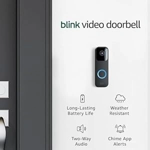 Blink Video Doorbell + Sync Module 2 | Two-way audio, HD video, long-lasting battery life, motion detection, chime app alerts, Works with Alexa (Black)