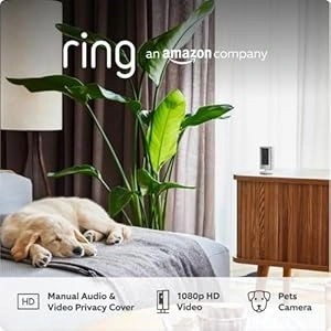 Ring Indoor Camera (2nd Gen) by Amazon | Plug-In Pet Security Camera | 1080p HD, Two-Way Talk, Wifi, Privacy Cover, DIY | alternative to CCTV system | 30-day free trial of Ring Protect