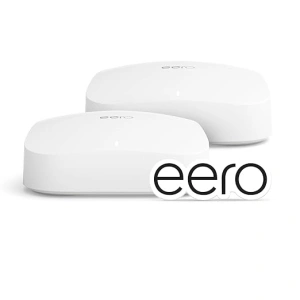 Amazon eero Pro 6 tri-band mesh Wi-Fi 6 system | with built-in ZigBee smart home hub | 2-pack | coverage up to 380 sq.m | Brown Box Packaging