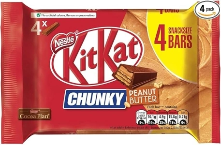 KitKat Chunky Peanut Butter Milk Chocolate Bar Multipack 4x34g 136g