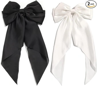 2pcs Hair Bows for Women, Big Bows for Hair Satin Hair Bow Clip Barrettes, Hair Ribbons Oversized Long-tail Hair Accessories