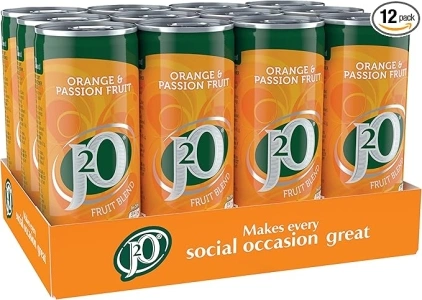 J2O Fruit Juice, Orange and Passionfruit, 250ml Cans (Pack of 12)