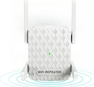 Saiyuanxing WiFi Extender – Dual Band 2.4G and 5G WiFi Extender Booster 1200Mbps Wireless WiFi Booster 1 Ethernet Port and 4 External Antennas white UK Plug (AC17)