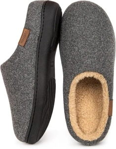 VeraCosy Men's Fuzzy Slip-on Slippers Warm Comfy Memory Foam Non-slip Indoor House Shoes