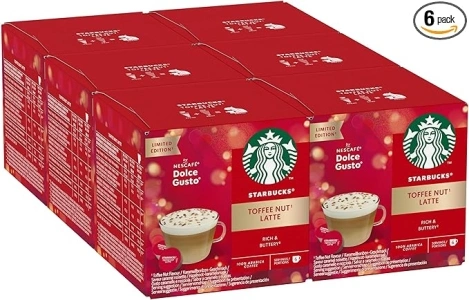 STARBUCKS Toffee Nut Latte Limited Edition by NESCAFÉ Dolce Gusto, Medium Roast, Coffee Pods 6 x 12 (72 Capsules)