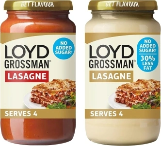 Loyd Grossman No Added Sugar Bundle: 1 x 440 g White Lasagna Sauce & 1 x 450 g Red Lasagna Sauce