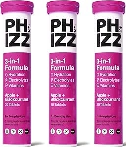 Phizz Electrolytes, Multivitamin & Hydration Tablets - 60 Effervescent Rehydration Electrolyte Tablets - 18 Vitamins & Minerals, Vitamin C, Vegan, Vegetarian & Low Calorie