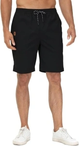 Huayuzh Mens Casual Shorts with Zip Pockets Cargo Breathable Beach Shorts with Drawstring Elastic Waist Chino