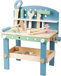 Small Foot 11376 Scanline Compact, Children's Workbench Made of FSC Wood, with Tools and Accessories Toys, Multicolored, 16 x 10 x 19