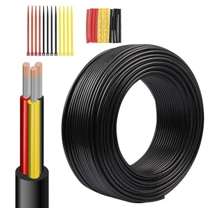 Wirelume 24 AWG 0.2mm² Electrical Wire 3 Core Conductor 24 Gauge Extension Cable Stranded PVC Oxygen-free Copper 10FT/3M Low Voltage Tinned Copper Cable for LED Automotive Battery Solar Marine