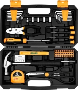 DEKO Tool Kit Set Box 62 Piece Home Repair DIY Tools Basic Hand Toolbox Sets for Home