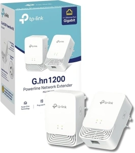 TP-Link Advanced Protocol G.hn 1200 Powerline Kit,1+1 Gigabit Ethernet Port,Power Save,Ideal for 8K Streaming,Plug and Play,not work with HomePlug AV/AV2 powerline adapters(PG1200 KIT)