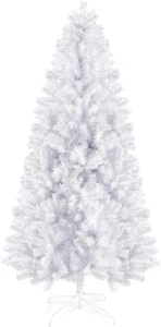 Prextex 1.8M White Christmas Tree - Artificial Canadian Fir Small Christmas Trees w/Metal Stand, 1200 Tips, Perfect Home Decor, Living Room and Kitchen - Compact Easy to Store (1.8M/6Ft, White Tree)