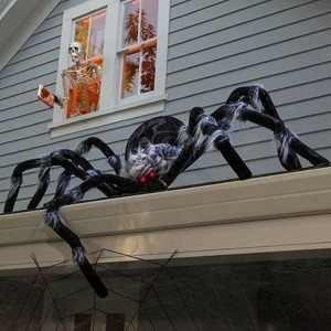 Halloween Spider Decorations Clearance,Giant Big Plush Spider Ornament,Fake Hairy Spider with Red Eyes,Skeleton Spider ,Outdoor Garden Yard Haunted House Halloween Festival Horror Decorations Deals