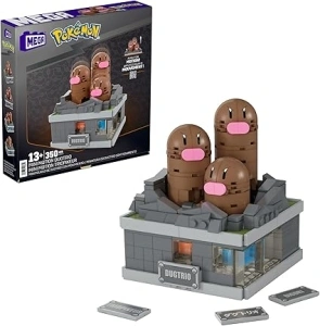 MEGA Pokémon Building Toys Set Mini Motion Dugtrio with 350 Pieces, Pop Up Motion, 5 Inches Tall, for Adult Collectors, HTH73