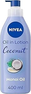 NIVEA Oil In Lotion Coconut & Monoi Oil (400ml), Replenishing Body Lotion with Tropical Coconut Scent & Powerful Monoi Oil, 48H Moisturising Cream, NIVEA Body Lotion