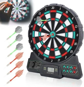 Automatic Scoring Electronic Dartboard Set, Sound Reminding Dart Tips Toys with 6 Darts