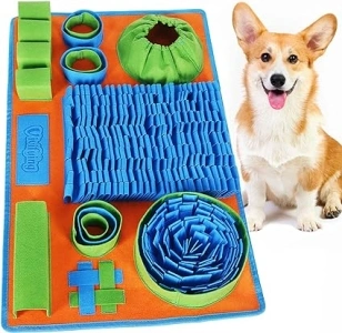 Vivifying Snuffle Mat for Dogs, Interactive Feeding Game for Boredom and Mental Stimulation, Dog Feeding Mat Encourages Natural Foraging Skills and Slow Eating