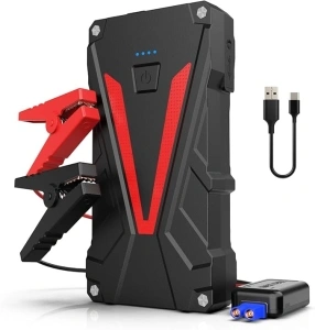 Jump Starter Power Pack, 2500A Peak,12V Car Jump Starter (up to 7.0L Gas/5.5L Diesel Engines) Portable Car Battery Booster Jump Starter with Jump Leads,Quick Charge,LED Flashlight