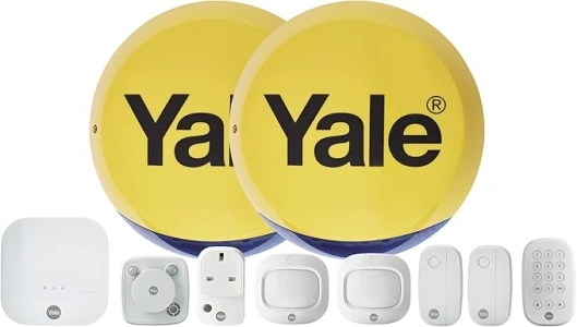 Yale IA-340 Sync Smart Home Alarm 10 piece kit. Includes Sync Alarm Hub, External Live & Dummy Siren, 2x Door/Window Contacts, 2x PIR Motion Detectors, Keypad, Smart Plug, Smoke Detector.