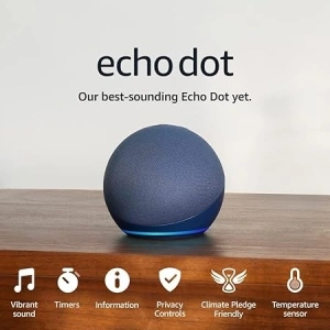 Echo Dot (5th generation, 2022 release) | Big vibrant sound Wi-Fi and Bluetooth smart speaker with Alexa | Deep Sea Blue