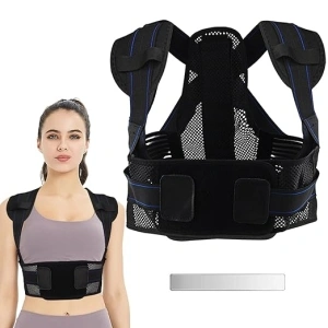 Hexlocib Posture Corrector for Men and Women - Comfortable Upper Back Brace, Adjustable Back Straightener Support for Neck, Shoulder and Back (Waist size 37''-42'')