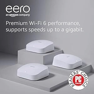 Amazon eero Pro 6 mesh Wi-Fi 6 router system | built-in Zigbee smart home hub | 3-pack | coverage up to 560 sq.m