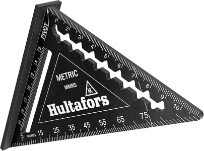 5-in-1 Try Square 110 mm I Hultafors I Carpenter's Square CNC Milled from Aluminium I Carpenter's Square for Marking, Measuring and Drawing I Incl. Conversion Table I 257011