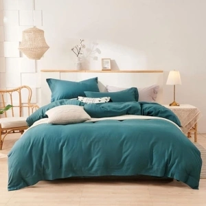 Michorinee Blue Duvet Cover King Size Plain Petrol Blue Bedding Set with Zipper Closure 3 Pcs Breathable Soft Microfiber Quilt Cover and 2 Pillowcases 50x75 cm