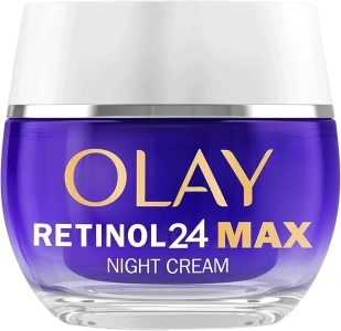 Olay Retinol 24 MAX Night Cream Face Moisturiser, Skincare with Antioxidant Vitamin E, 40% Glycerin Overnight Anti Aging Skin Care: Smooths, Renews and Hydrates, 50ml (vs Retinol24 Night Cream)