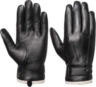 Acdyion Men's Winter Gloves Leather Touchscreen Casual Outdoor Gloves with Soft Warm Thermal Lining for Dress, Driving