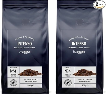 by Amazon Coffee Beans Caffè Intenso, Light Roast, 1kg (2 Packs of 500g), Rainforest Alliance Certified