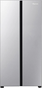 Fridgemaster MS83431ES Freestanding Slim American Side by side Door Fridge Freezer 445L, Total No Frost, Inverter compressor, Silver, 83.6Wx178.0Hx63.6D cm, 38dB low noise Energy Rating E