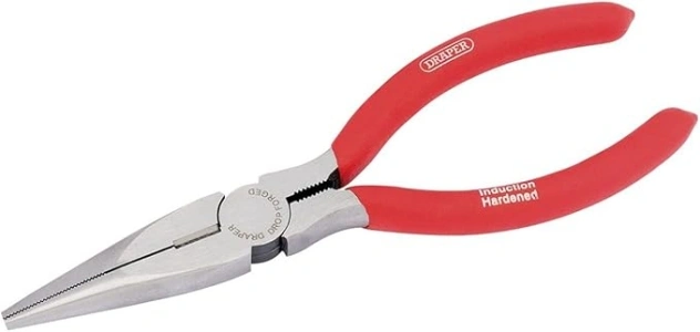 Draper RedlineLong Nose Pliers | Heavy Duty Pliers with PVC Dipped Handles | 160mm Needle Nose Pliers | 67869