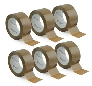 Waytex 930707 Packaging Tape Brown Silent Polypropylene Thickness 28 Microns Width 50 mm Length 66 m Pack of 6 Rolls