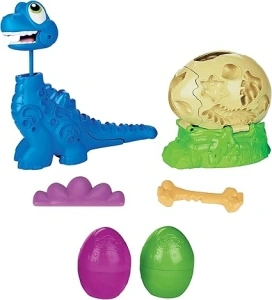 Play-Doh Dino Crew Growin' Tall Bronto Toy Dinosaur for Children 3 Years and Up with 2 Eggs, Multicolor, 2.63 x 8 x 8.5 inches