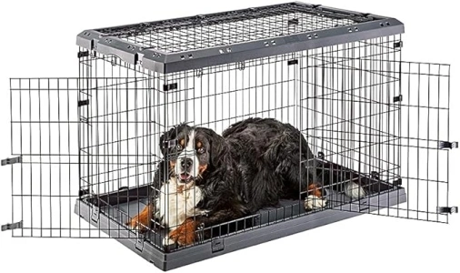 Ferplast Dog Crate Dog Cage Folding Cage for Giant Dogs, Chew Resistant Plastic Base Metal Cage, Divider and Wheels included, Double lock, 3 Doors, XL, 118 x 77 x h 83 cm.