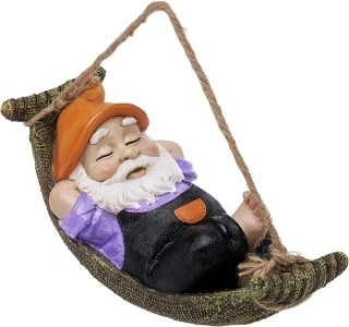 TERESA'S COLLECTIONS Halloween Decorations, Autumn Decorations, Black Hanging Cute Sleeping Gonk,Waterproof Gnomes Resin Ornaments, Autumn Gifts, Indoor Outdoor 18.3CM