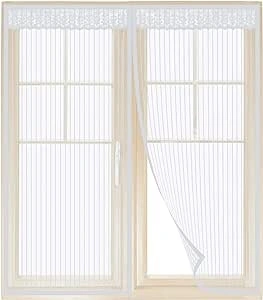 Anpro Magnetic Fly Screen for Window Mesh (130 x150cm), Mosquito Insects Window Screen, Window Fly Screen net with Self-Adhesive Tape (White)