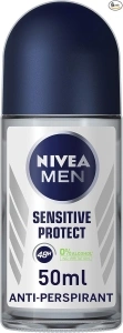 NIVEA MEN Sensitive Protect Antiperspirant Deodorant Pack of 6 (6 x 50 ml), Men's Deodorant with 0 Percent Alcohol, 48 Hour Antiperspirant for Men, Roll Deodorant