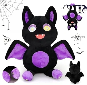 Edencomer Halloween Black Bat Plush Toys 11'' Bat Stuffed Animal Toys Soft Hugging Halloween Plush Doll Flying Bat Plushie Spooky Toy Halloween Decoration Gifts for Kids