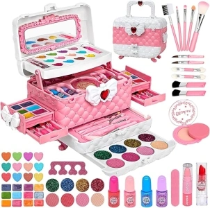 Kids Makeup Sets for Girls, 55pcs Real Washable Childrens Make Up Set Girls Toys, Girls Make Up Kids Toys Christmas Birthday Gifts for 4 5 6 7 8 9 10 Year Old Girls